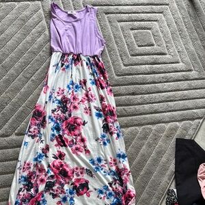 Floral Maxi Dress with Purple Top